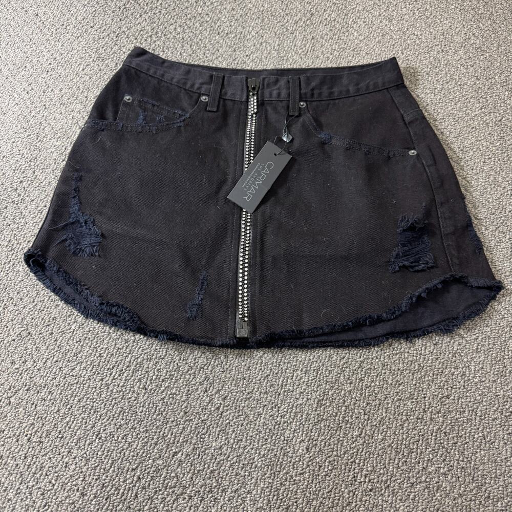 Carmar Skirt Womens Siże 28 Black Mini Distresses